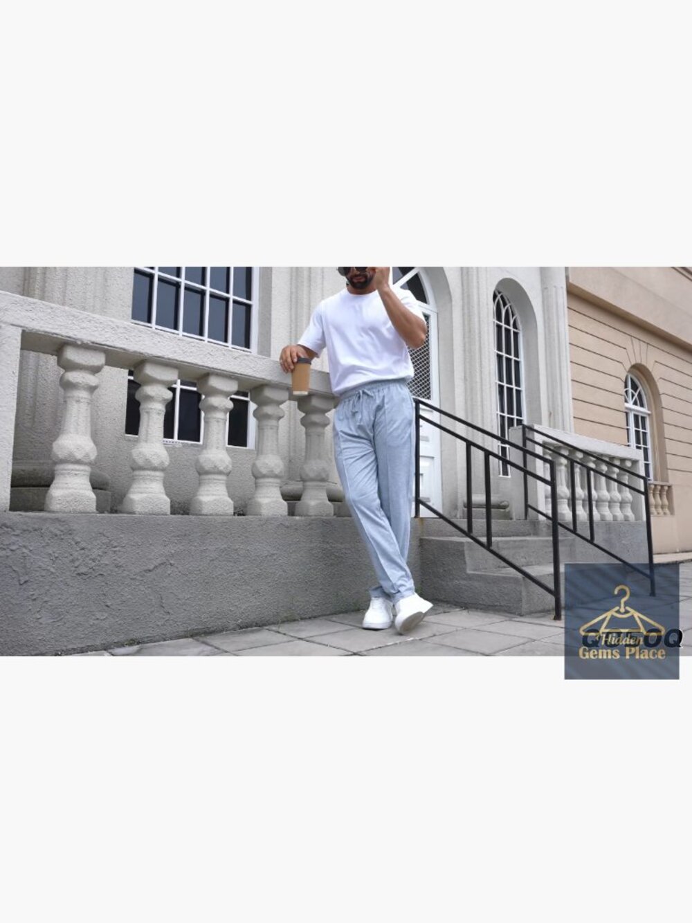 Men's Elastic Waist Lightweight Loose Fit Pleated Casual Pants Tapered Cropped - Picture 7 of 7